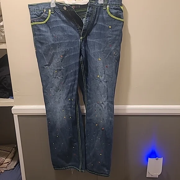 COOGI Vintage Y2K Paint Splattered Mens Jeans Size 38x34 - Picture 12 of 13